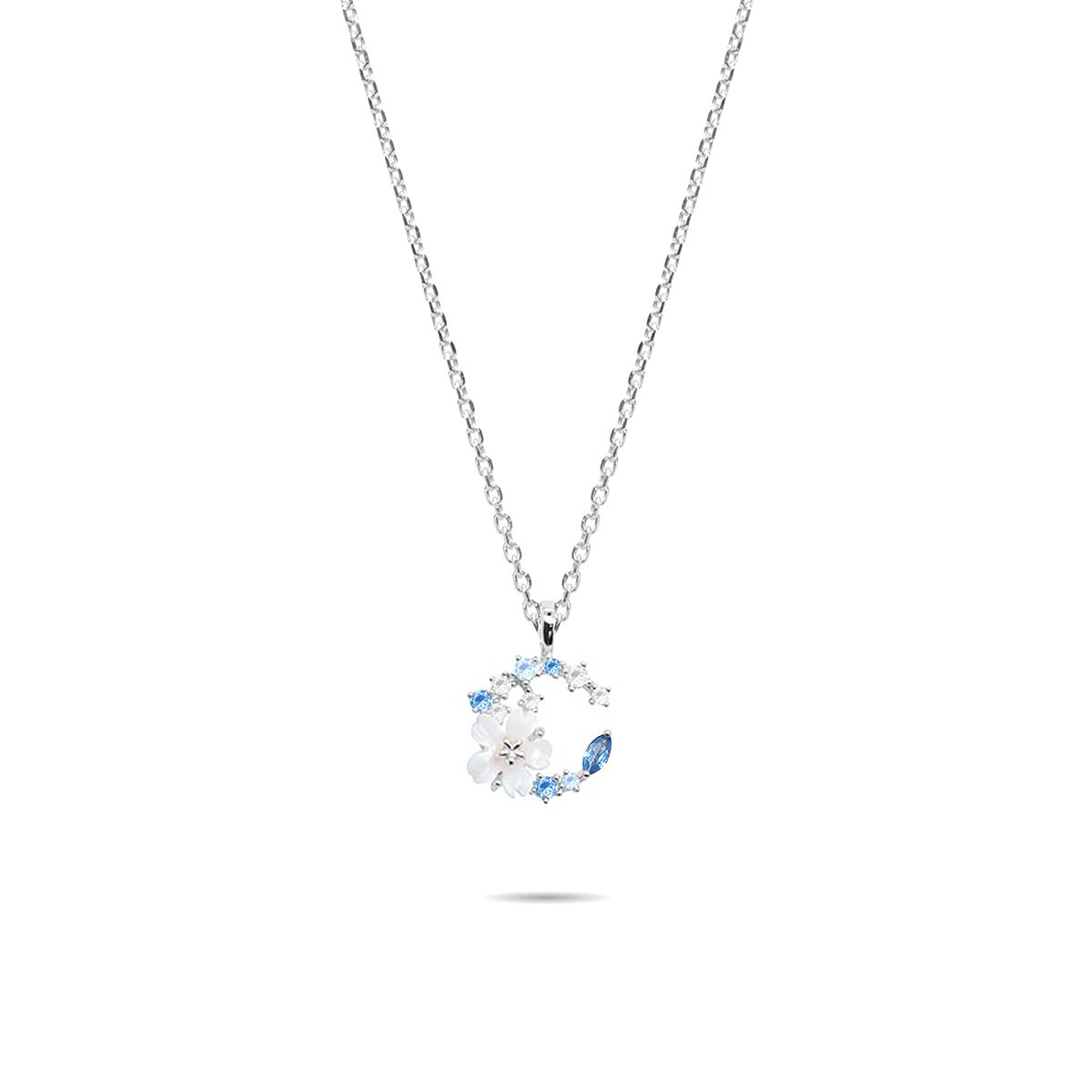 L'amour Moon Flower Necklace (Silver) – A Timeless Symbol of Love