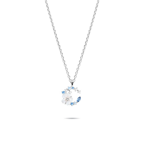 L'amour Moon Flower Necklace (Silver) – A Timeless Symbol of Love