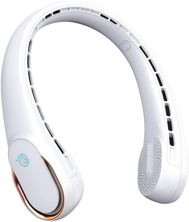 FrSara Neck Fan, Portable Personal Fan Strong Wind, 5200mAh, Air Volume,360° Cooling, No Hair Twisting, Air Volume On 2 Sides, Non-Slip, Quick Charge, Long Use Time, Gift for Father, Dad, Women