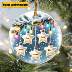 Personalized Star Family Name Ceramic Christmas Ornament – Custom Holiday Gift for Loved Ones