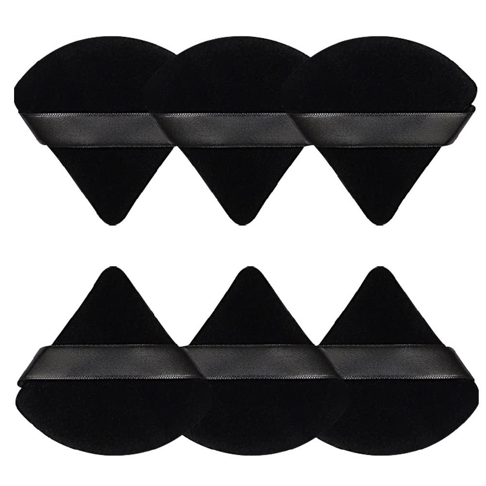 Pimoys 6 Pcs Soft Triangle Powder Puff (Black)