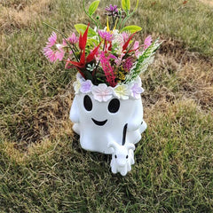 Halloween Ghost Bucket,Ghost Walking Dog Planter, 2025 New Ghost Flower Pot, Funny Ghost Planter, Ghost Candy Bowl Decor, Treat Buckets, Halloween Indoor Outdoor Decoration
