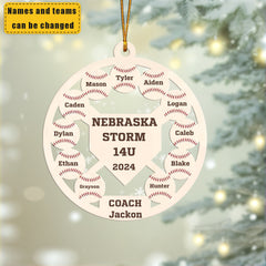 Baseball Softball Team Personalized Ornament - Baseball Christmas Ornament - Baseball Team Gift