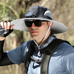 🔥🔥Wide Brim Solar Fan Outdoor Fishing Hat-Solar & USB Charging