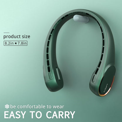 FrSara Neck Fan, Portable Personal Fan Strong Wind, 5200mAh, Air Volume,360° Cooling, No Hair Twisting, Air Volume On 2 Sides, Non-Slip, Quick Charge, Long Use Time, Gift for Father, Dad, Women