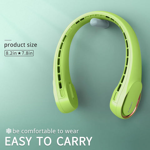 FrSara Neck Fan, Portable Personal Fan Strong Wind, 5200mAh, Air Volume,360° Cooling, No Hair Twisting, Air Volume On 2 Sides, Non-Slip, Quick Charge, Long Use Time, Gift for Father, Dad, Women