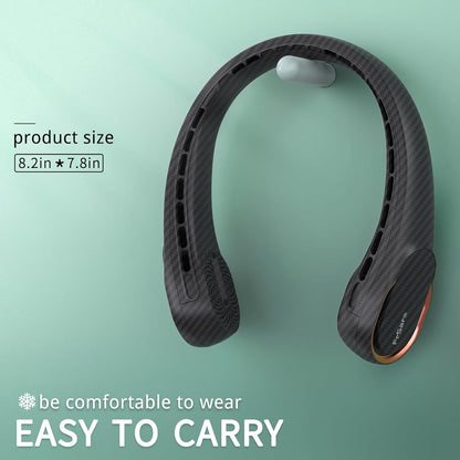 FrSara Neck Fan, Portable Personal Fan Strong Wind, 5200mAh, Air Volume,360° Cooling, No Hair Twisting, Air Volume On 2 Sides, Non-Slip, Quick Charge, Long Use Time, Gift for Father, Dad, Women