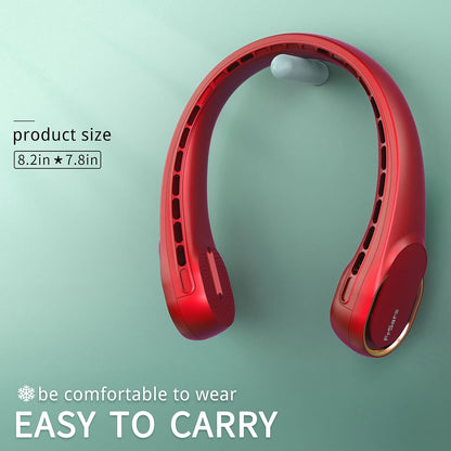 FrSara Neck Fan, Portable Personal Fan Strong Wind, 5200mAh, Air Volume,360° Cooling, No Hair Twisting, Air Volume On 2 Sides, Non-Slip, Quick Charge, Long Use Time, Gift for Father, Dad, Women