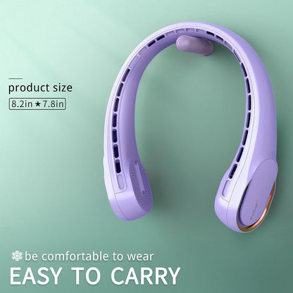 FrSara Neck Fan, Portable Personal Fan Strong Wind, 5200mAh, Air Volume,360° Cooling, No Hair Twisting, Air Volume On 2 Sides, Non-Slip, Quick Charge, Long Use Time, Gift for Father, Dad, Women