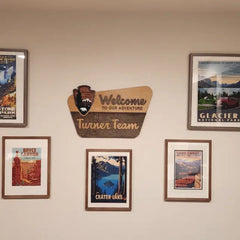 National Park Service Welcome Sign - NPS inspired family name sign, custom layered laser cut & engraved, wilderness enthusiast