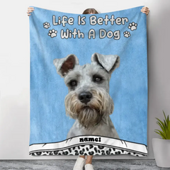 Individuelles Foto „Life Is Better With Dog &amp; Cat“ – personalisierte individuelle Decke – Geschenk für Haustierbesitzer, Haustierliebhaber