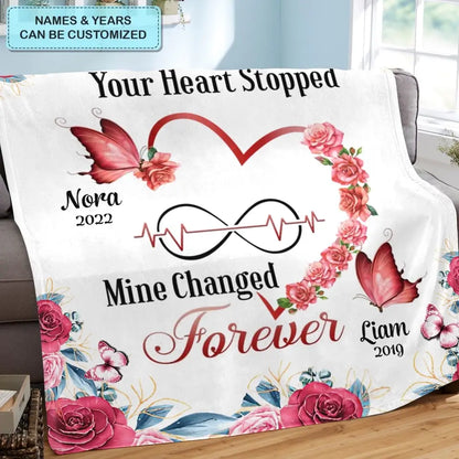 Personalisierte Decke – Geschenk für ein Familienmitglied – Der Moment, in dem Ihr Herz stehen blieb, veränderte sich meins für immer 