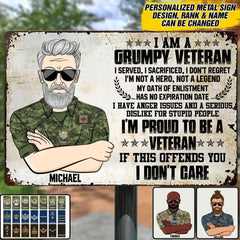 Personalisiertes Metallschild „Grumpy Canadian Veterans“, bedruckt