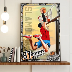 Custom Personalized Basketball Poster, Canvas, Vintage Style, Gifts for Basketball Son, Gifts for Basketball Lovers, Personalized Basketball Gifts, Gifts for Basketball Players with Customized Name, Number and Look