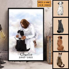 Christ's Embrace Memorial Andenken, personalisiertes Hunde- und Katzenposter, Geschenke für den Verlust des Haustiers, Ich vermisse dich