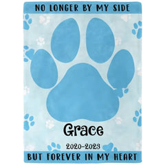 Custom Photo No Longer By My Side But Forever In My Heart - Memorial Gift For Dog Lover, Cat Mom, Pet Loss - Personalized Fleece Blanket