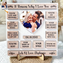 Individuelles Foto „10 Gründe, warum ich dich liebe“ – personalisierte Fototafel aus Holz