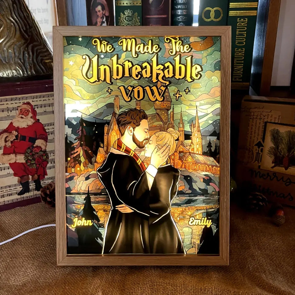 Wir haben das unzerbrechliche Gelübde gemacht, Paargeschenk, personalisierter Lichtbilderrahmen, Zaubererpaar-Lichtrahmen