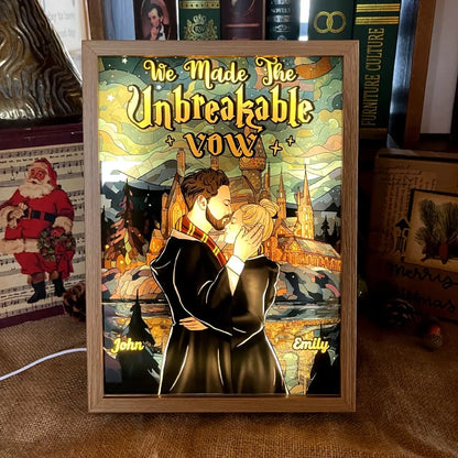 Wir haben das unzerbrechliche Gelübde gemacht, Paargeschenk, personalisierter Lichtbilderrahmen, Zaubererpaar-Lichtrahmen