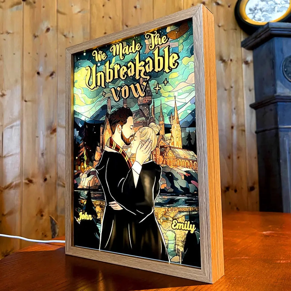 Wir haben das unzerbrechliche Gelübde gemacht, Paargeschenk, personalisierter Lichtbilderrahmen, Zaubererpaar-Lichtrahmen
