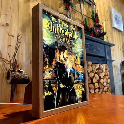 Wir haben das unzerbrechliche Gelübde gemacht, Paargeschenk, personalisierter Lichtbilderrahmen, Zaubererpaar-Lichtrahmen