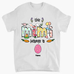 Oster-Mimi-Shirt, personalisiertes Oma-Shirt, dieses Mimi gehört zu Kindernamen-Shirt, Oster-Shirt, Ostergeschenk für Mimi, Mimi-Häschen-Shirt