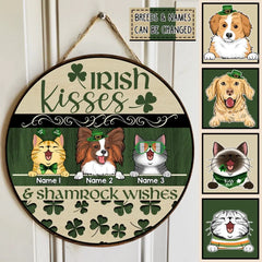 Personalisiertes Holzschild zum St. Patrick's Day, Geschenke für Haustierliebhaber, irische Küsse, Kleeblatt, Wünsche, individuelle Holzschilder