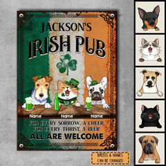 Metall-Irish-Pub-Schild zum St. Patrick's Day, Geschenke für Tierliebhaber, für jeden Kummer ein Beifall. Alle sind willkommen