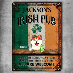 Metall-Irish-Pub-Schild zum St. Patrick's Day, Geschenke für Tierliebhaber, für jeden Kummer ein Beifall. Alle sind willkommen