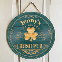 Irish Pub, Kleeblatt-Schild – personalisiertes rundes Holzschild, St. Patrick's Day-Dekoration