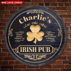 Irish Pub, Kleeblatt-Schild – personalisiertes rundes Holzschild, St. Patrick's Day-Dekoration