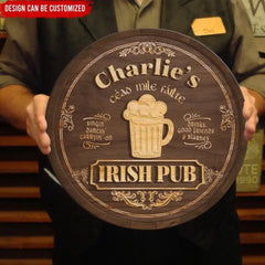 Irish Pub, Kleeblatt-Schild – personalisiertes rundes Holzschild, St. Patrick's Day-Dekoration