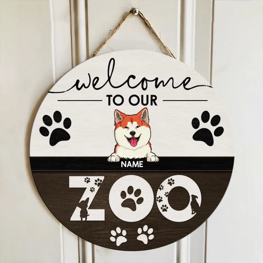 Pawzity Willkommens-Türschilder, Geschenke für Haustierliebhaber, Willkommen in unserem Zoo, individuelle Holzschilder