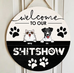 Pawzity Welcome Door Signs, Gifts For Pet Lovers, Welcome To Our Zoo Custom Wooden Signs