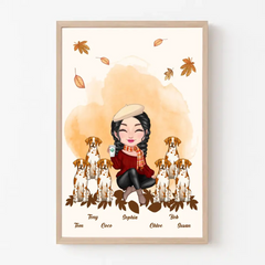 Personalisiertes Hundemama-Herbstsaison-Hundeliebhaber-Geschenkrahmen-Poster gedruckt