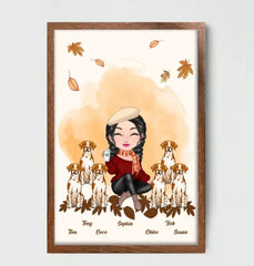 Personalisiertes Hundemama-Herbstsaison-Hundeliebhaber-Geschenkrahmen-Poster gedruckt