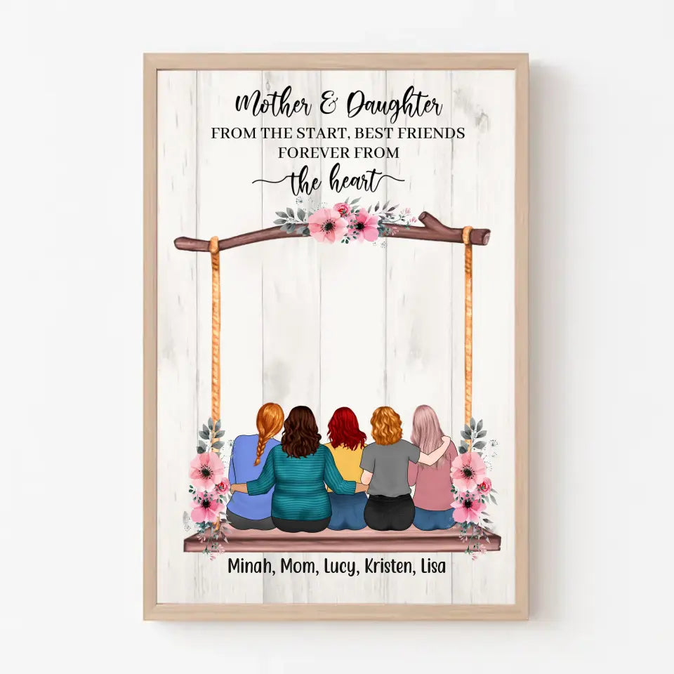 Zuerst meine Mutter, für immer meine Freundin – personalisierte Geschenke, individuelles Poster für Mutter und Töchter für Mama, Muttergeschenk