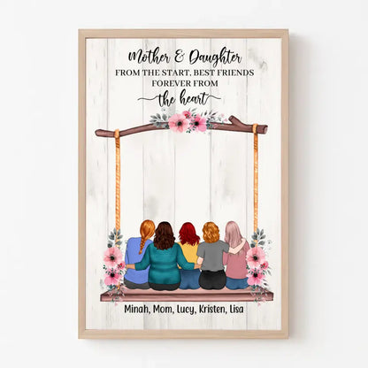 Zuerst meine Mutter, für immer meine Freundin – personalisierte Geschenke, individuelles Poster für Mutter und Töchter für Mama, Muttergeschenk