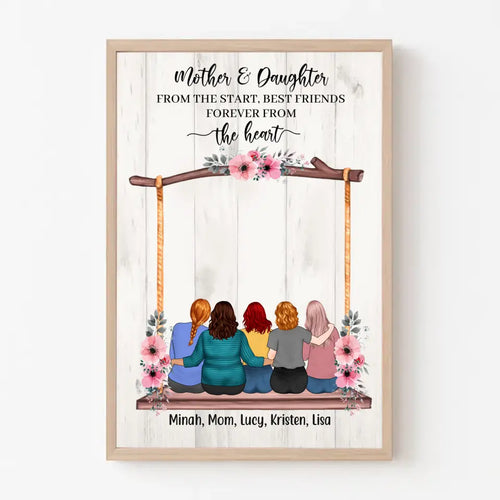 Zuerst meine Mutter, für immer meine Freundin – personalisierte Geschenke, individuelles Poster für Mutter und Töchter für Mama, Muttergeschenk