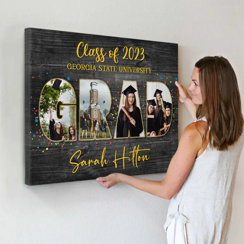 Grad Photo Collage Canvas Personalized, Grad Gift, Unique Graduation Gifts For Her For Him, Class Of 2024