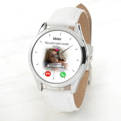 Benutzerdefinierte personalisierte Memorial Mom Watch Lederband – Foto hochladen – Memorial-Geschenkidee für Mama/Papa ​​– Der Anruf, den ich gerne machen könnte