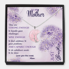 An meine Mutter – personalisierte personalisierte Mond-Charm-Nachrichtenkarten-Halskette – Muttertagsgeschenk für Mama