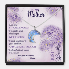 An meine Mutter – personalisierte personalisierte Mond-Charm-Nachrichtenkarten-Halskette – Muttertagsgeschenk für Mama