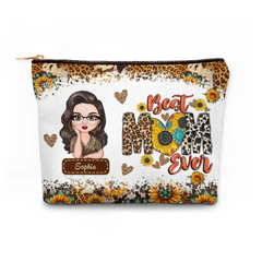 Best Mom Ever - Personalized Custom Canvas Makeup Bag - Mother's Day Gift For Mom, Family Members