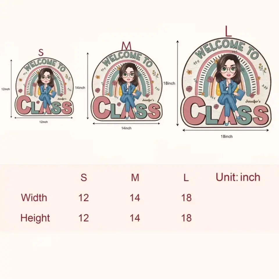 Welcome To My Class Floral - Personalized Custom Door Sign - Teacher's Day Gift For Teacher