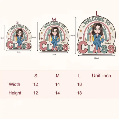 Welcome To My Class Floral - Personalized Custom Door Sign - Teacher's Day Gift For Teacher