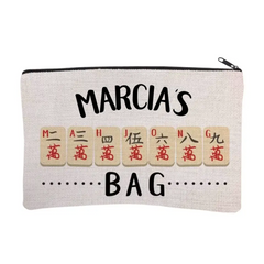 Personalized Mahjong Bag - Personalized Zipper Pouch - Pouch Bags - Personalized Cosmetic Bag
