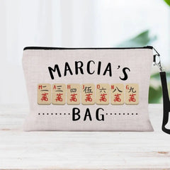 Personalized Mahjong Bag - Personalized Zipper Pouch - Pouch Bags - Personalized Cosmetic Bag