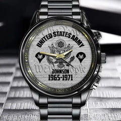 Personalisierte Uhr mit US-Armee-Logo und individuellem Namen