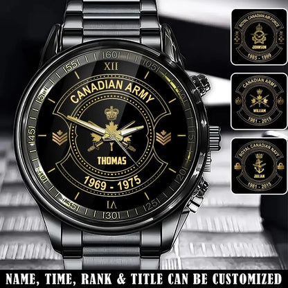 Personalized Canadian Army Veteran Custom Rank & Name Watch